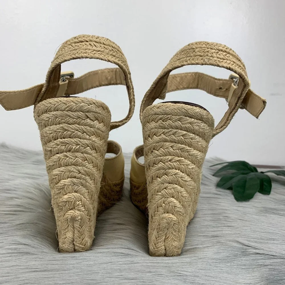 ETTORE‎ MASOTTI Cream Espadrille Wedge Sandals
